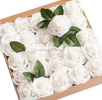 Fleurs artificielles en mousse, 50 pièces, roses pour la décoration de mariage/maison