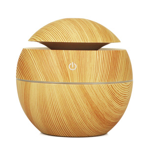 Wood Grain Mini Humidifier 130Ml Ultrasonic Aroma Diffuser With Led <b>Light</b> Usb Powered <b>For</b> Home Use - Product Image 1