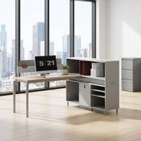 Poste de travail en îlot de bureau, bureau informatique moderne en bois, station de travail avec cloison pour employé, ensemble de meubles de bureau en forme de L, table blanche