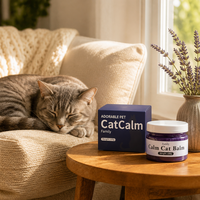 Baume Apaisant pour Chat 100g Parfum Lavande Anti-Stress Réducteur d'Anxiété Crème Apaisante pour Chats Feux d'Artifice Visites chez le Vétérinaire Voyages