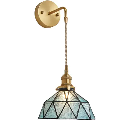 Luminária led de luxo todo em cobre, lâmpada de cabeceira cristal lustre nórdica moderna para quarto e sala de estar