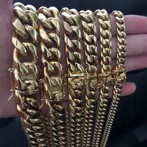 Miss Jewelry Vente chaude chaîne en or lourd lien cubain, chaîne à maillons cubains en diamant