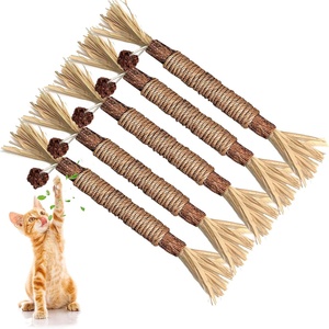 Jouet pour chat en forme de boule en fruits de Polygonum Multiflorum et de raphia Sinensis avec bâtonnet à mordre pour le jeu et l'exercice des molaires - Product Image 1