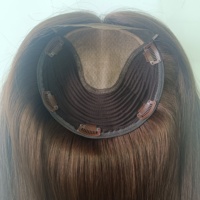 Siap Kirim Rambut Manusia Asli Cina Raw Virgin Silk Top Weft Back Glueless Topper Multi Warna untuk Rambut Menipis Harga Grosir