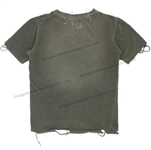 Quần Áo sản xuất Heavyweight axit cổ điển rửa t Áo sơ mi nam thời trang dạo phố TEE Áo sơ mi tùy chỉnh cổ điển đau khổ T-Shirt - Product Image 5