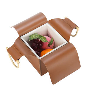 Noël de luxe en cuir Pu en bois panier cadeau panier idées boîtes paniers-cadeaux en vrac - Product Image 3