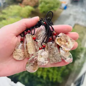 Natural crystals high quality pendant water drop colorful garden quartz pendant gemstone necklace