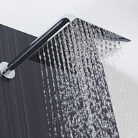 Pommeau de douche carré de 12 pouces en nickel brossé, effet cascade, grand débit de pluie, en acier inoxydable