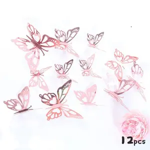 Wholesale 12 Pcs 3D Hollow Colorful Butterfly Series Wall Stickers for Party & Holiday Supplies Party Wall Decorations Sticker