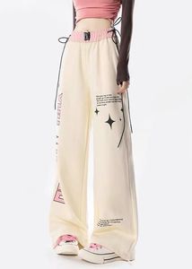 Pantaloni sportivi morbidi con lacci da ragazza stile retrò anni '90 per abiti alla moda stampa pantaloni sportivi larghi da donna - Product Image 3