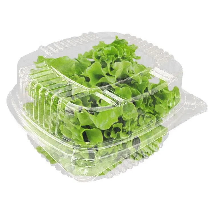 Прозрачный пластиковый упаковочный ящик для свежих овощей, оптовая продажа, одноразовая пластиковая микро-Зеленая упаковка для трав, раскладушка для трав