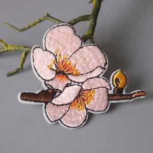 Flower Low MOQ Personalized Wholesale Embroidery Custom Adhesive Iron-On Patches Heat Transfer Badges for <b>Clothes</b> Hats & Bags - Product Image 1