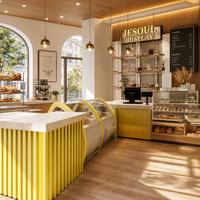 Vitrine de boulangerie, étagère de présentation de pain, vitrine à gâteaux, présentoir à pâtisserie, comptoir à café, comptoir de caisse, équipements sur mesure