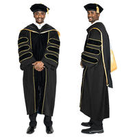 Robe de Doctorat Premium pour Professeur, Ensemble Capuche et Robe de Remise de Diplôme PhD, Grande Taille, Personnalisable, Tenue Académique Universitaire