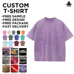 T-Shirt da <span class=keywords><strong>Uomo</strong></span> Oversize Vintage 100% Cotone Pesante con Logo Personalizzato Lavaggio Acido Effetto Invecchiato - Product Image 4