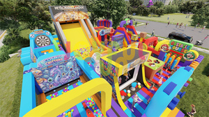 JOYFUL FUN Parc d'attractions gonflable sur le thème des jeux classiques, aire de jeux gonflable pour enfants - Product Image 5