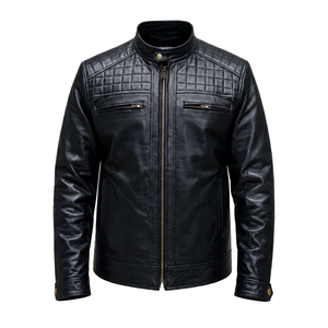 Veste en cuir pour homme de haute qualité 2026, nouveau style, en cuir véritable, col montant, imperméable, écologique, streetwear d'hiver, tendance - Product Image 4