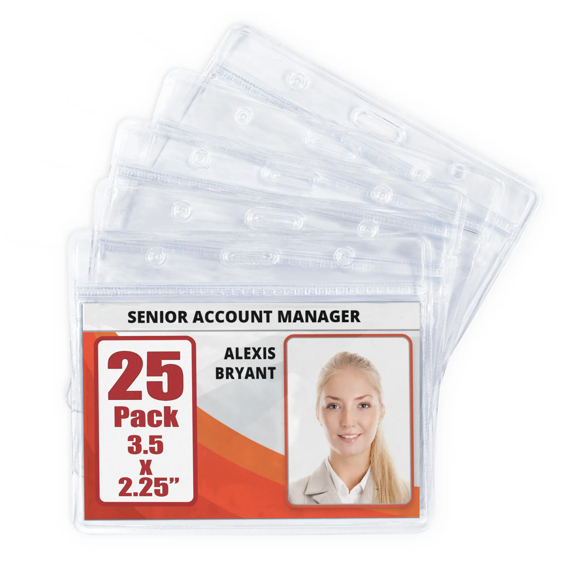 Titular de la tarjeta de identificación horizontal transparente de plástico personalizado Topload Business Pvc ID Card Badge