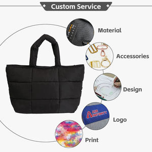 Grand sac fourre-tout en nylon pour femmes personnalisé avec logo sac fourre-tout matelassé en nylon pour hiver