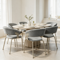 Chaise de salle à manger haut de gamme avec dossier incurvé et accoudoirs courbes, en velours luxueux, pour table à manger