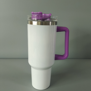 Entrepôt américain Gobelet en verre <span class=keywords><strong>blanc</strong></span> brillant de 40oz <span class=keywords><strong>à</strong></span> sublimation <span class=keywords><strong>thermos</strong></span> sous vide d'extérieur avec couvercles de couleur et poignée pour <span class=keywords><strong>café</strong></span> glacé - Product Image 6
