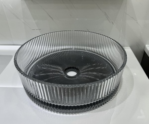 Lusso moderno lavello in vetro di cristallo 5.0 recensione colorato diamante nave arte vetro temperato lavabo per alberghi scolapiatti <span class=keywords><strong>bagno</strong></span> - Product Image 3