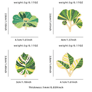 Эмалевые значки с тропическими листьями: Монстера, Гинкго, Лотос. Значки из цинкового сплава с твердой эмалью для рюкзаков, одежды, головных уборов. - Product Image 2