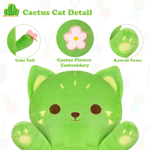 A381 cuerpo largo lindo Cactus gato almohada Kawaii peluche suave juguetes de peluche regalo niños <span class=keywords><strong>Caracal</strong></span> gato cubo cuerpo almohada - Product Image 3