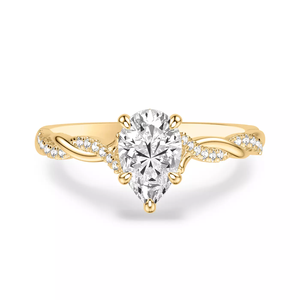 14K solid Gold pear Cut diamond Engagement ring LAB grown IGI certificate Twisted <b>Infinity</b> Shank Pave Side Diamonds for women - Product Image 1