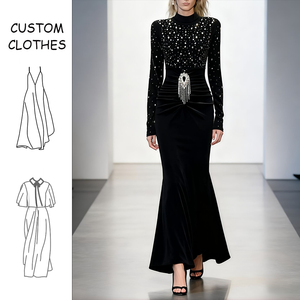 فستان حفلات وسهرات مزين بالألماس والخرز على شكل حورية البحر بطول ماكسي مصنوع من البوليستر 100% - Product Image 5