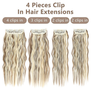 Extensions de cheveux Ex92, densité 200 %, longueur 18-26 pouces, ondulations naturelles, clips, cheveux humains, volume complet invisible, perruques. - Product Image 5