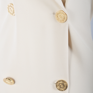 Robes de travail pour femmes de bureau, robe blazer formelle à double boutonnage, col plissé à la taille, style africain, pour tenue décontractée professionnelle - Product Image 5