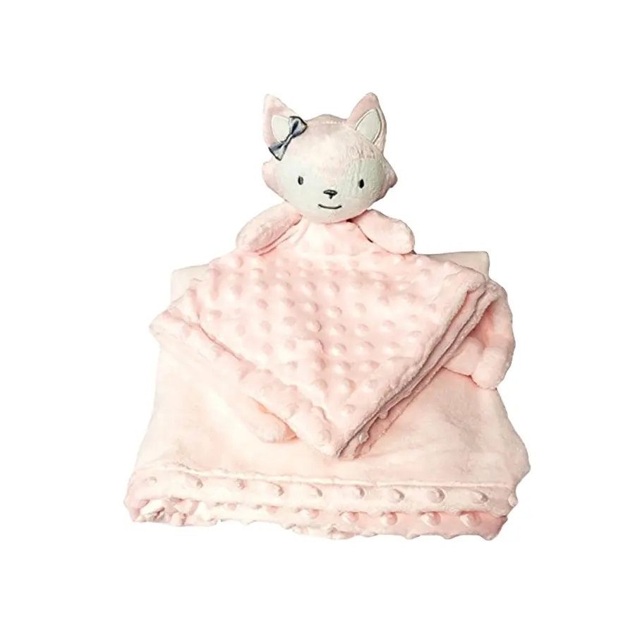 G713 30*40 Inch Baby Minky Dot Fox Plush Blanket Soothing Infant Towel Baby Fox Blanket