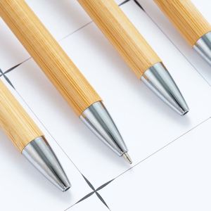 Eco-Friendly Natural Bamboo Retractable <b>Ballpoint</b> <b>Pen</b> with 1.0mm Tip Black Ink Premium Metal Clip for Business Office Gift - Product Image 4