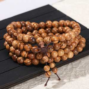 JD Pulsera de cuentas de agarwood de 8 mm, estilo <span class=keywords><strong>maratha</strong></span> budista, con talismán y cuentas de rosario, unisex, multicapa, de moda - Product Image 2