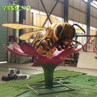Abeille réaliste fleur Silicone modèle réaliste intérieur Animatronic abeille avec mouvement pour enfants aire de jeux et exposition d'insectes