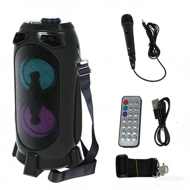 Fun Party Speaker with RGB LED Lights Built-in Mic & Remote for 5.0 High-Power USB/TF Play Portable Outdoor Use