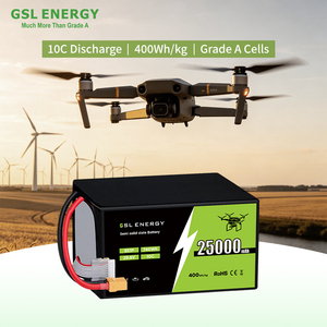 Gsl พลังงานสถานะของแข็งแบตเตอรี่ UAV 25000mAh 29.6V 6S 25ah 400wh/ kg แพ็คแบตเตอรี่พลังงานโดรนสำหรับพ่น VTOL - Product Image 4