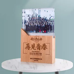 New High-grade Crystal Wood Base Trophy Excellent Staff Award Trophy Crystal Crafts Trophy Customization.