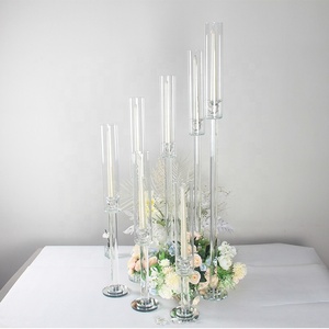Long Stemmed <strong>Glass</strong> Tube Chimney Clear Single Head <strong>Candlestick</strong> Candelabra Tall Centerpiece <strong>Candlestick</strong> - Product Image 4