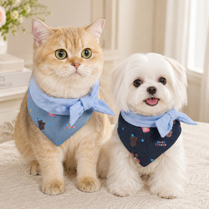 Babero para mascotas estilo caballero británico, vaquero con lunares, azul claro, para gatos y perros, para todas las estaciones - Product Image 2