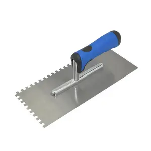 Notched Trowel, Plastering Trowel with Plastic Handle Stainless Steel Notched Trowel masonry tool tiling spatula tools