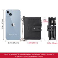 Portefeuille unisexe classique en cuir véritable avec protection RFID anti-vol, fenêtre photo, porte-monnaie court avec chaîne et doublure en polyester