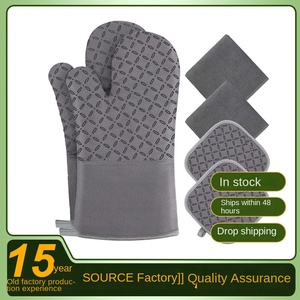Gants de cuisine antidérapants en silicone et fibre de verre, isolants thermiques, épais, résistants aux micro-ondes et aux hautes températures - Product Image 2