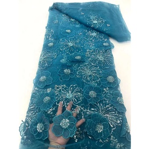 12 Màu Sắc 3D Hoa Đính Cườm Sequins Pháp Ren Thêu Vải Tuyn Ren Mềm <span class=keywords><strong>Net</strong></span> Cho Phụ Nữ Wedding Bridal Dress - Product Image 4