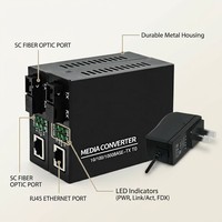 Convertisseur de média fibre optique 10/100/1000Base-TX 1000Base-FX SC Monofibre SM avec unité d'alimentation stable pour CCTV