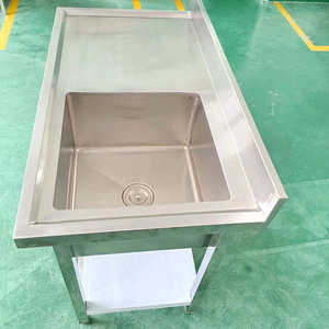 Évier de <span class=keywords><strong>cuisine</strong></span> commercial en acier inoxydable à cuve simple ou double avec table de préparation - Product Image 4