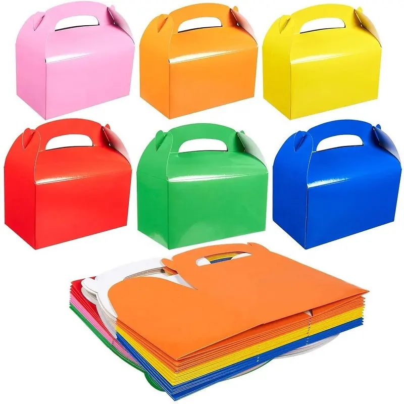 Grandes cores do arco-íris brilhante leve, caixas de papelão para lembrancinhas, sacos de cabra, festa de aniversário, caixa de presente