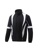 Veste de course rétro pour homme, col montant, fermeture éclair intégrale, avec bandes blanches dynamiques, noir, blanc, bleu roi, polyester léger