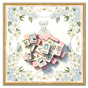 Tuiles de Mahjong Américaines en Acrylique Style Mariage Romantique avec Impression d'Éléments Nuptiaux pour Jeu d'Intérieur et Cadeau pour Réunion de Demoiselles d'Honneur - Product Image 4